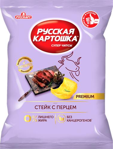 Чипсы картофельные РУССКАЯ КАРТОШКА со вкусом стейка с перцем, 105г, картинка