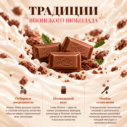 Шоколад молочный LOTTE Гана, 50г, крупный план