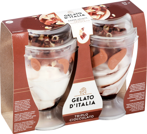 Мороженое GELATO D`ITALIA Итальянское мороженое со вкусом три шоколада, без змж, пластиковый стакан, 180г, детальное фото