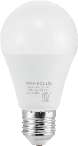 Лампа светодиодная HOMECLUB груша 10Вт E27 нейтральный свет, Арт. LED-A60-10E2740, вид