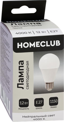 Лампа светодиодная HOMECLUB груша 12Вт E27 нейтральный свет, Арт. LED-A60-12E2740, фотография