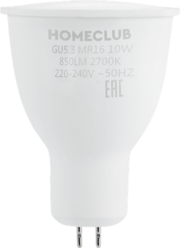 Лампа светодиодная HOMECLUB софит 10Вт GU5.3 теплый свет, Арт. LED-MR16-10GU5.327, детальное фото
