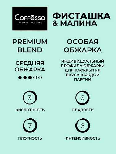 Кофе молотый COFFESSO Friendly с ароматом фисташки и малины, дрип-пакет, 5пак, крупный план