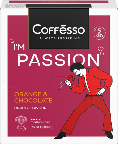 Кофе молотый COFFESSO Passionсо с ароматом красного апельсина и шоколада, дрип-пакет, 5пак, фотография
