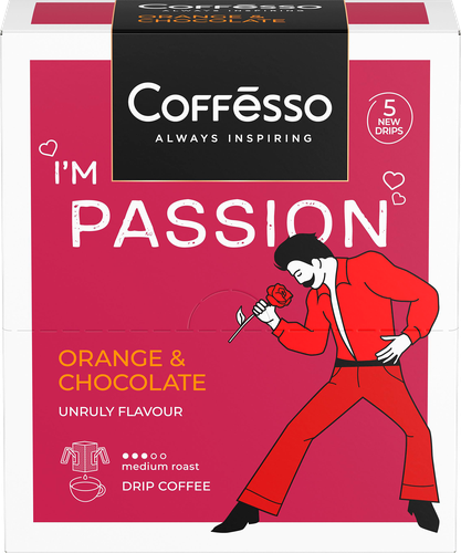 Кофе молотый COFFESSO Passionсо с ароматом красного апельсина и шоколада, дрип-пакет, 5пак, вид