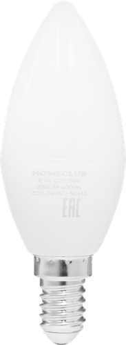 Лампа светодиодная HOMECLUB свеча 5Вт E14 нейтральный свет, Арт. LED-C37-5E1440, фото