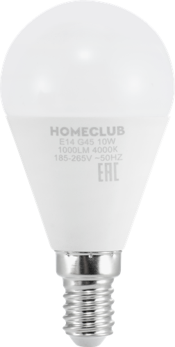 Лампа светодиодная HOMECLUB шар 10Вт E14 нейтральный свет, Арт. LED-G45-10E1440, фотография