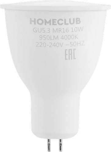 Лампа светодиодная HOMECLUB софит 10Вт GU5.3 нейтральный свет, Арт. LED-MR16-10GU5.340, фото