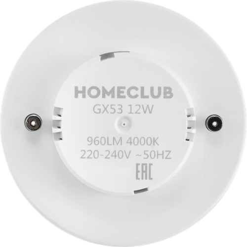 Лампа светодиодная HOMECLUB таблетка 12Вт GX53 нейтральный свет, Арт. LED-GX53-12GX5340, изображение