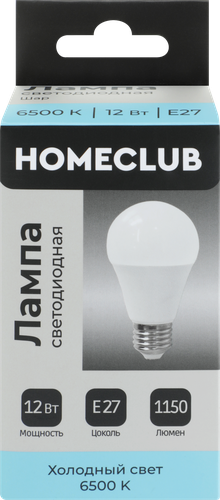 Лампа светодиодная HOMECLUB груша 12Вт E27 холодный свет, Арт. LED-A60-12E2765, детальное фото