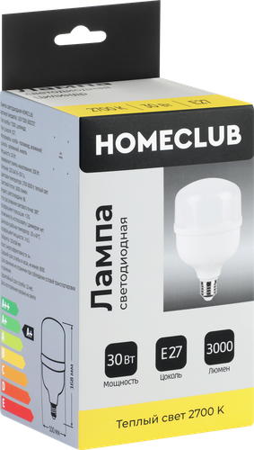 Лампа светодиодная HOMECLUB цилиндр 30Вт E27 теплый свет, Арт. LED-T100-30E2727, вид