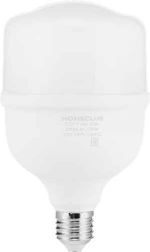 Лампа светодиодная HOMECLUB цилиндр 30Вт E27 теплый свет, Арт. LED-T100-30E2727, вид