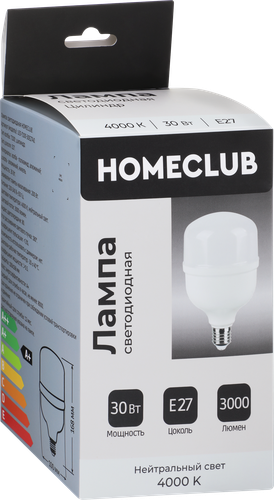 Лампа светодиодная HOMECLUB цилиндр 30Вт E27 нейтральный свет, Арт. LED-T100-30E2740, крупный план