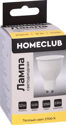 Лампа светодиодная HOMECLUB софит 12Вт GU10 теплый свет, Арт. LED-MRG-12GU1027, детальное фото