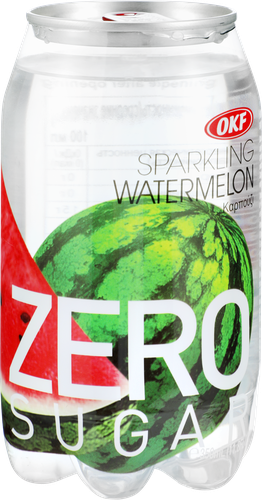 Напиток OKF Sparkling Watermelon Zero сильногазированный, 0.35л, крупный план