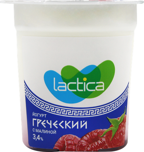 Йогурт LACTICA Греческий Малина двухслойный 3,4%, без змж, 120г, картинка