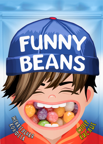 Конфеты жевательные FRESHBOX Funny Beans Суперкислые фруктовое ассорти, 75г, крупный план
