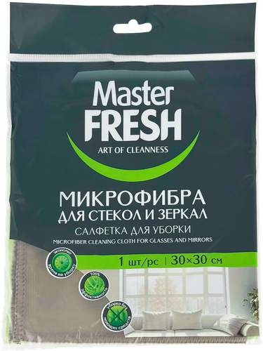Салфетка для стекол/зеркал MASTER FRESH 30x30см, микрофибра, латунь, детальное фото