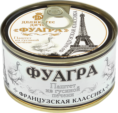 Паштет ДЕЛИКАТЕС ДИЧЬ Фуагра из гусиной печени, 200г, детальное фото