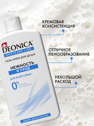 Гель-крем для душа DEONICA Нежность и уход, 750мл, изображение