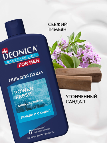Гель для душа DEONICA For Men&nbsp;Power Fresh, 750мл, фотография