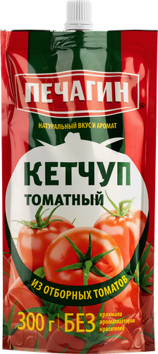 Кетчуп ПЕЧАГИН Томатный, 1-я категория, 300г, фотография