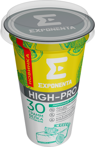 Напиток кисломолочный EXPONENTA HIGH-PRO Лимонный чизкейк обезжиренный с высоким содержанием белка, без змж, 250г, фотография