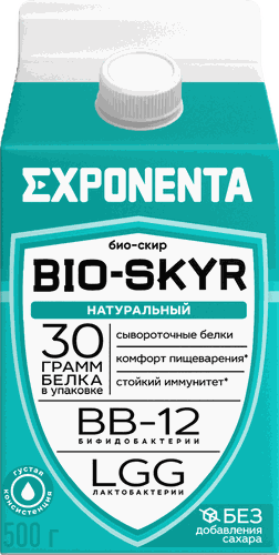 Напиток кисломолочный EXPONENTA BIO-SKYR 3в1 обезжиренный с высоким содержанием белка, без змж, 500г, картинка