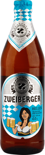 Пиво светлое ZWEIBERGER Helles пастеризованное 4,5%, 0,5л, картинка