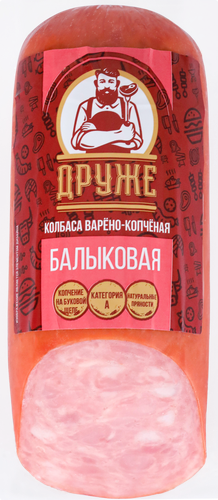 Колбаса копчено-вареная ДРУЖЕ Балыковая, 300г, вид
