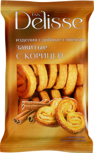 Изделия сдобные слоеные DELISSE завитые с корицей, 180г, крупный план