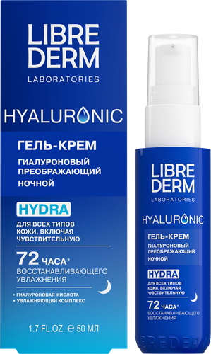 Гель-крем для лица LIBREDERM Hyaluronic гиалуроновый Преображающий ночной, 50мл, картинка
