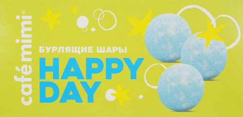 Набор CAFE MIMI Happy day Бурлящие шарики, экстракт ежевики и масло миндаля, 3шт, детальное фото