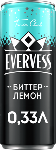 Напиток EVERVESS Тоник Биттер Лемон сильногазированный, 0.33л, вид