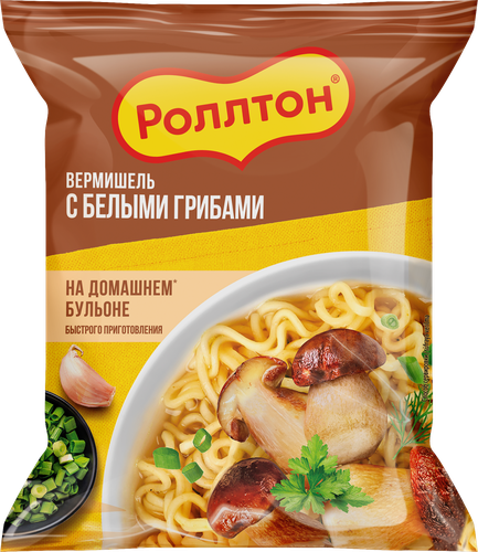 Лапша РОЛЛТОН Вермишель с белыми грибами, 60г, детальное фото
