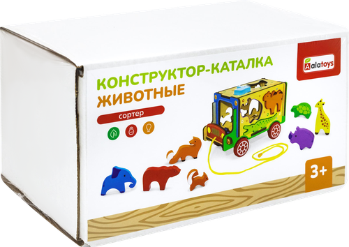 Каталка-конструктор ALATOYS Животные, 24,5х13,5х13,5см, изображение