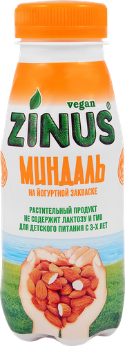 Напиток растительный ZINUS VEGAN Миндаль на йогуртной закваске, с змж, 250г, изображение
