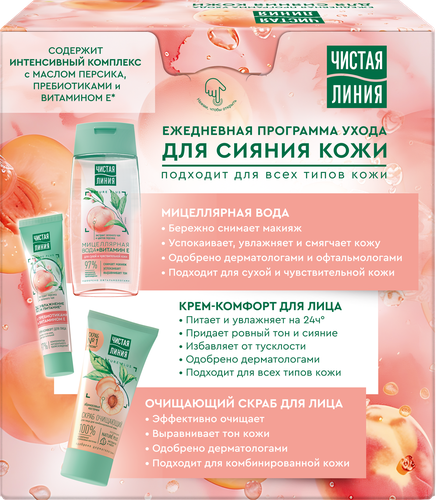 Набор подарочный ЧИСТАЯ ЛИНИЯ Peach boom, 190мл, крупный план