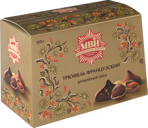 Конфеты МВН Трюфель французский с дробленым орехом, сундучок, 150г, детальное фото