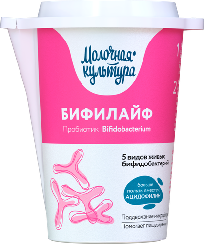 Биопродукт кисломолочный МОЛОЧНАЯ КУЛЬТУРА Бифилайф 2,5%, без змж, 500г, фото