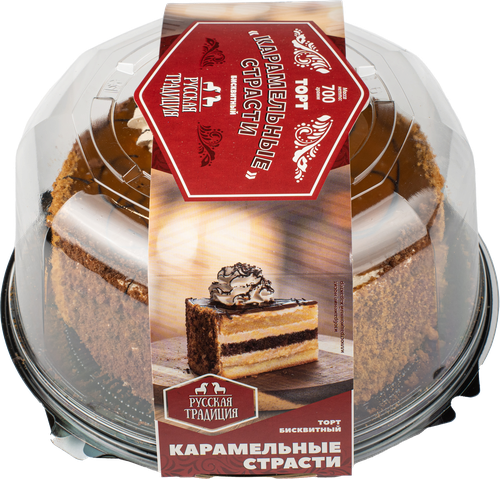 Торт бисквитный ТОРТЬЯНА Карамельные страсти, 600г, крупный план