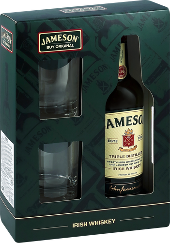 Виски JAMESON Ирландский купажированный 40%, с двумя стаканами, п/у, 0.7л, детальное фото