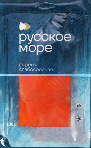 Форель слабосоленая РУССКОЕ МОРЕ филе-ломтики, 100г, детальное фото