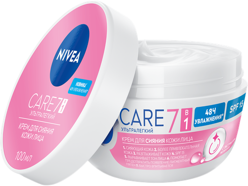 Крем для лица NIVEA 7в1 Care ультралегкий для сияния кожи лица SPF15, 100мл, детальное фото