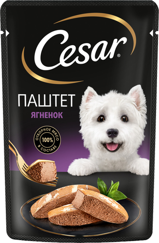 Корм влажный для взрослых собак CESAR Паштет с ягненком, 80г, изображение