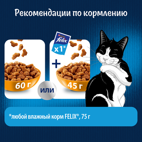 Корм сухой для взрослых кошек FELIX с курицей, 3кг, крупный план