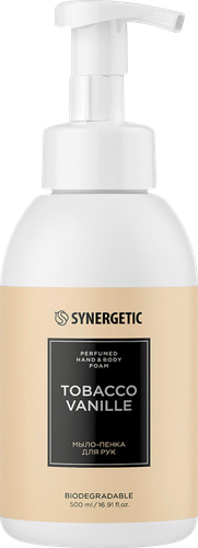 Мыло-пенка Synergetic Табак-ваниль, 500мл, крупный план
