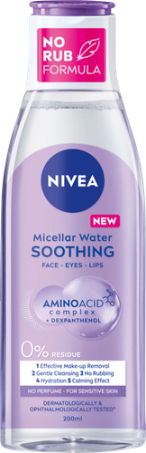 Мицеллярная вода для лица, глаз и губ NIVEA Soothing для чувствительной кожи, 200мл, крупный план
