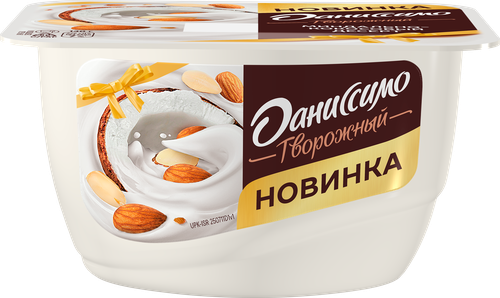 Продукт творожный ДАНИССИМО Кокосово-миндальный десерт 6,8%, без змж, 130г, изображение