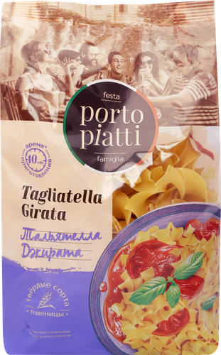 Макароны PORTO PIATTI Тальятелла Джирата, группа А высший сорт, 400г, фото